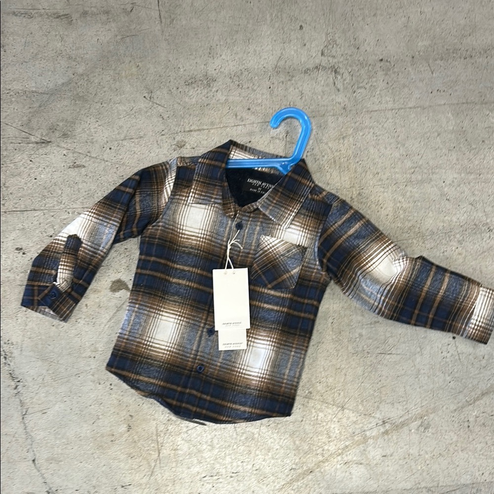 Kids Plaid Shirt - Blue and Brown